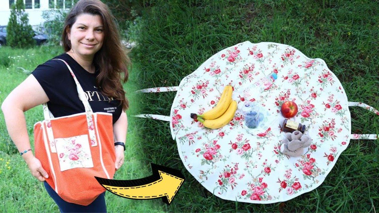 2-in-1 Picnic Tablecloth Bag Sewing Tutorial