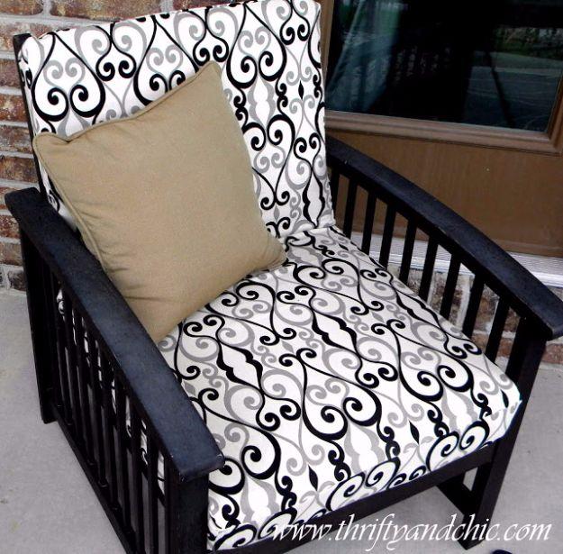 Re-Cover Patio Cushions, a backyard sewing project, breezy enough in steps to manage solo and a showpiece guests linger over