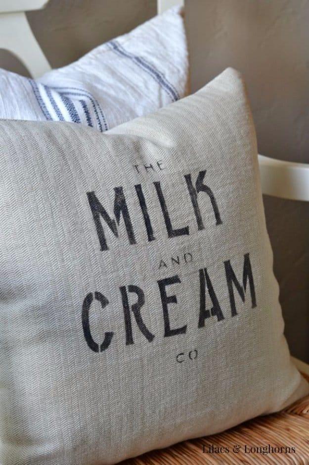 Grain Sack Pillow, one of the best bedroom decor ideas on this list and a project that comes together in an afternoon