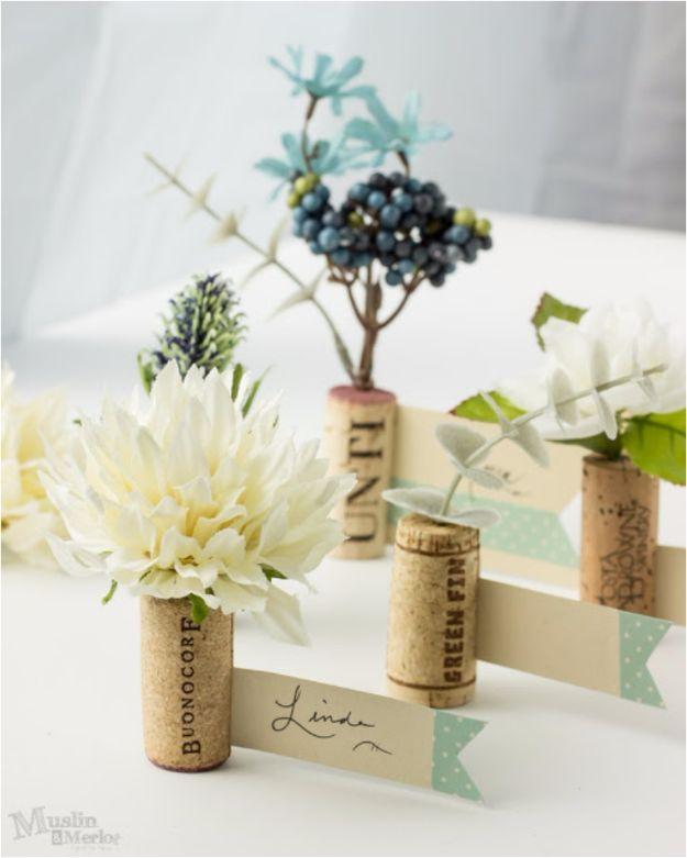 Wine Cork Place Cards, forgiving enough to redo without wasting materials and a finishing touch that ties the room together