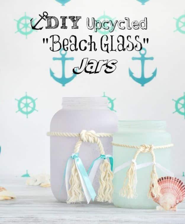 DIY Upcycled Frosted Sea Glass Beachy Jars, easy to scale up for a whole batch and a keepsake worth handing down