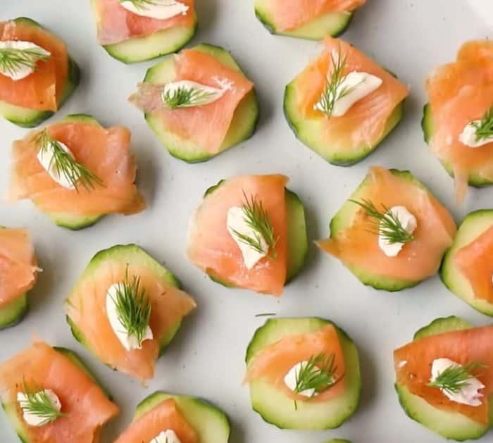 Cucumber smoked salmon bites