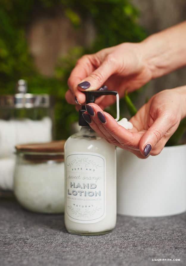 Aloe Vera and Coconut Oil Hand Lotion, simple enough to make on a weeknight and the kind of present a friend actually uses up