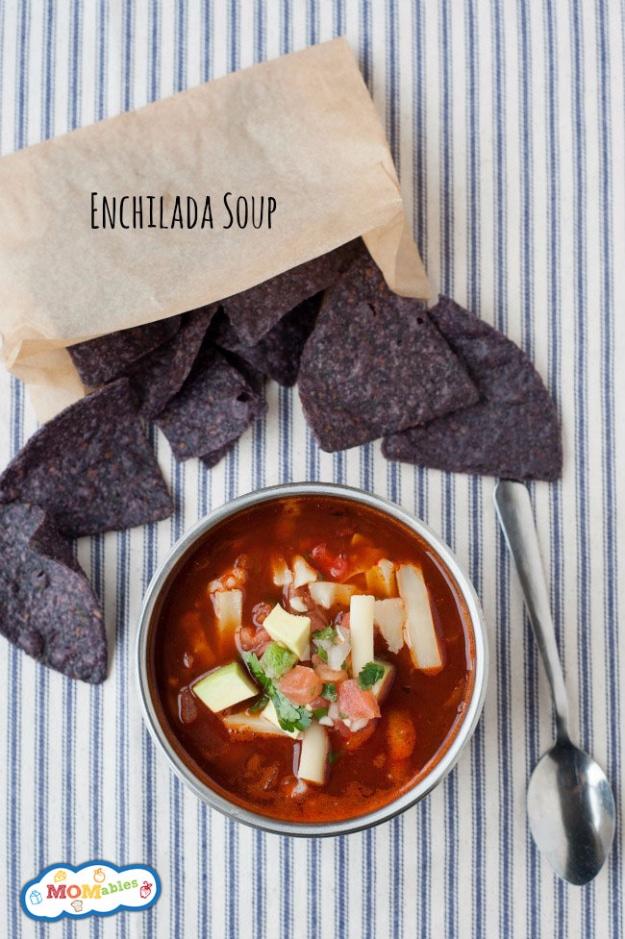 Healthy Lunch Ideas for Work - Enchilada Soup - Quick and Easy Recipes You Can Pack for Lunches at the Office - Lowfat and Simple Ideas for Eating on the Job - Microwave, No Heat,