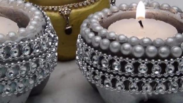 DIY Projects Made With Concrete - DIY Cement Candle Holder - Quick and Easy DIY Concrete Crafts - Cheap and creative countertops and ideas for floors, patio and porch decor, tables