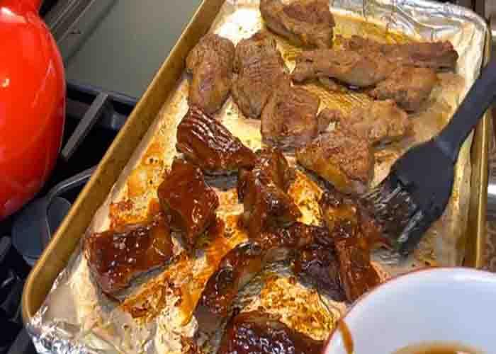 Baking the barbecue ribs