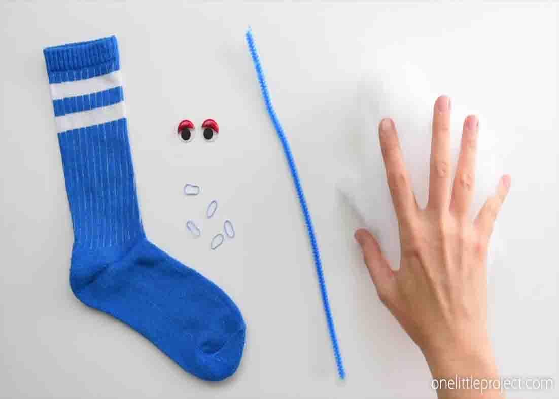 Materials for the sock toy worm