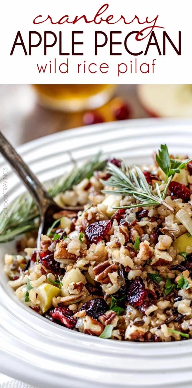 Cranberry Apple Pecan Wild Rice Pilaf, a favorite thanksgiving dinner recipe worth adding to the rotation
