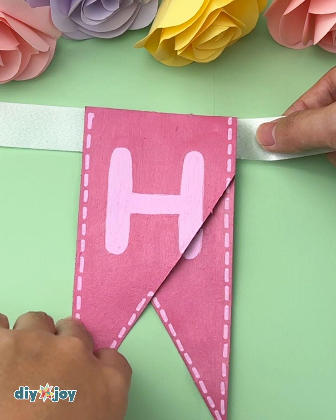 Homemade Toilet Paper Roll Easter Banner — making the banner