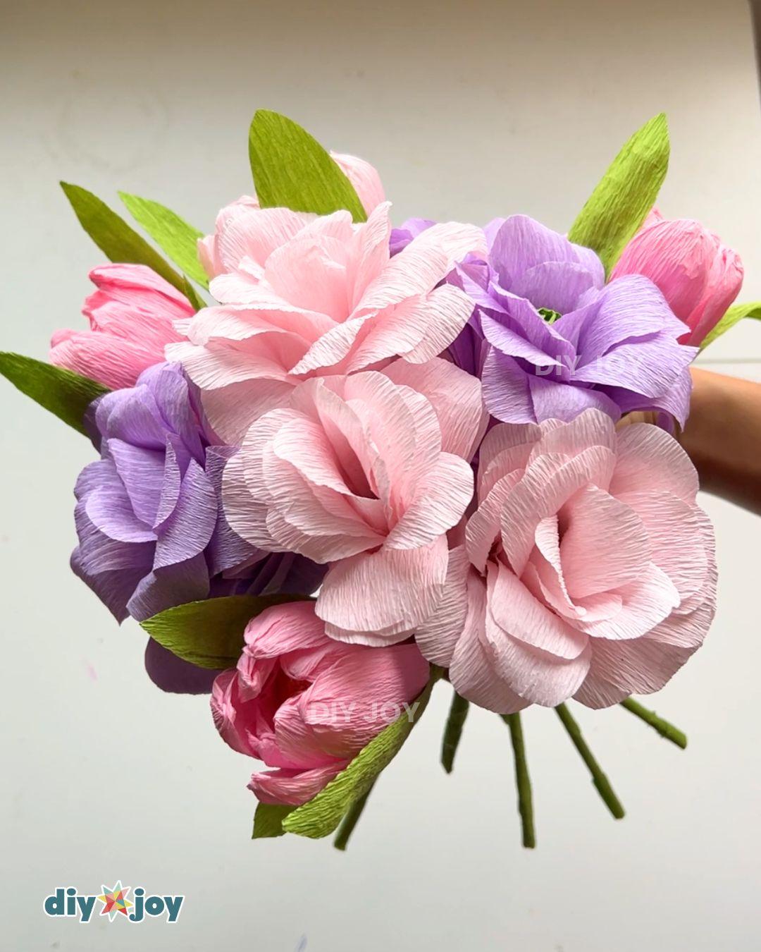 Easy Paper Roses — diy flower bouquet
