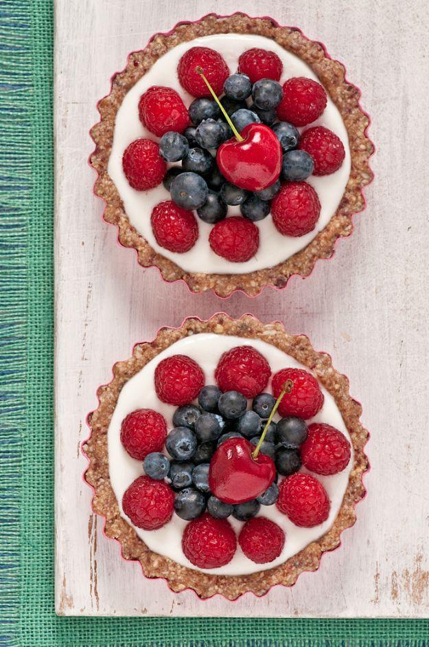 Low Sugar Dessert Recipes - No Bake Fruit Tarts - Healthy Desserts and Ideas for Healthy Sweets Without Much Sugar - Raw Foods and Easy Clean Eating Dessert Tips, Keto Diet Snacks