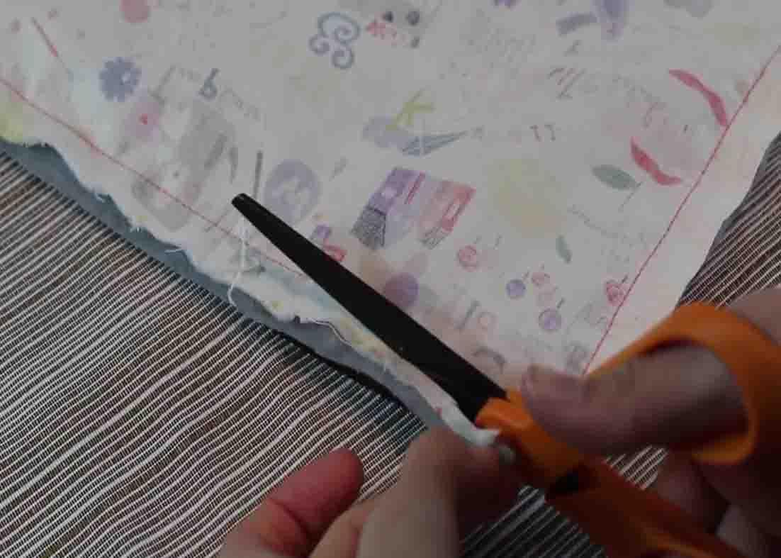 Trimming the baby blanket