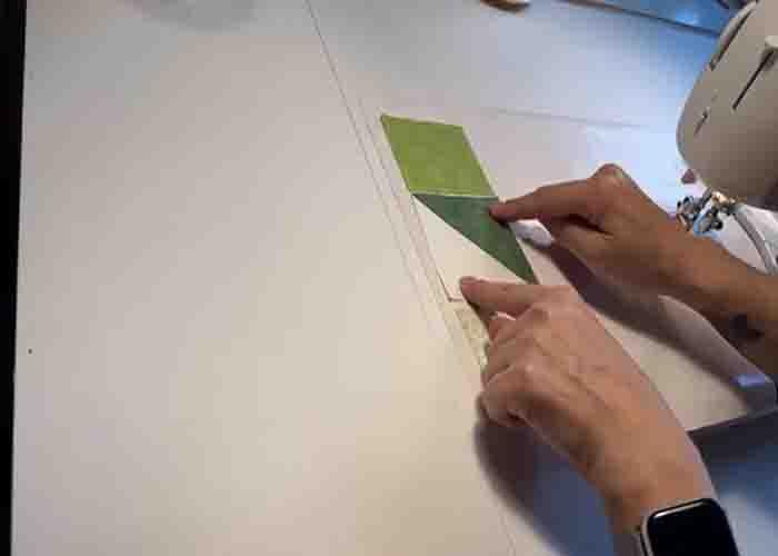 Assembling the first unit for the optical illusion quilt block