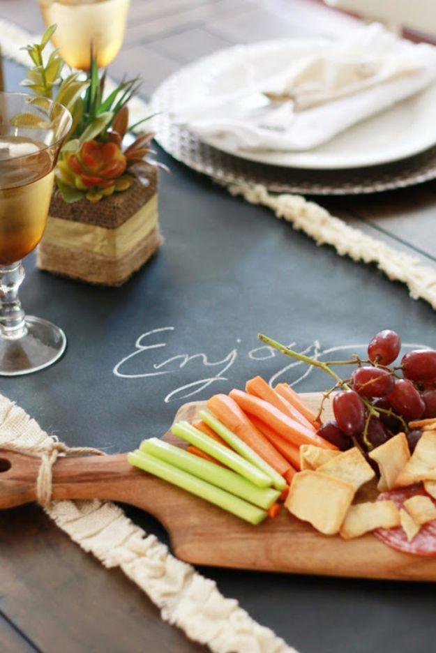 Best Crafts for Fall - Chalkboard Runner And Fall Table - DIY Mason Jar Ideas, Dollar Store Crafts, Rustic Pumpkin Ideas, Wreaths, Candles and Wall Art, Centerpieces, Wedding Decor