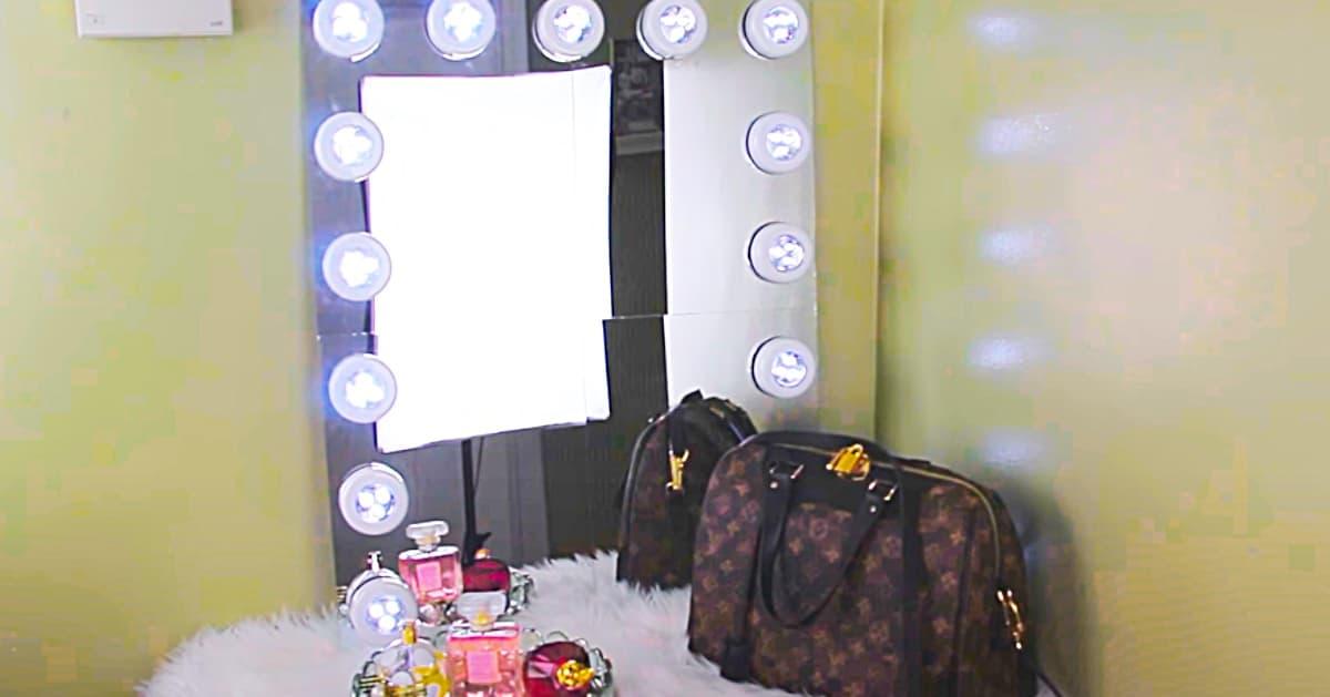 How To Make A Dollar Tree Lighted Hollywood Vanity Mirror