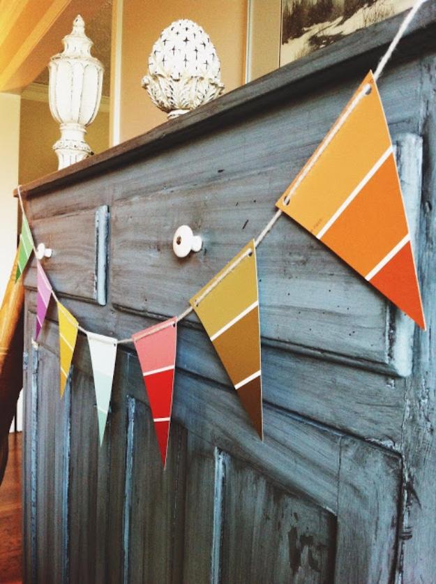 Paint Chip Party Banner, quick to put together in one afternoon and a fix that outlasts most store bought options