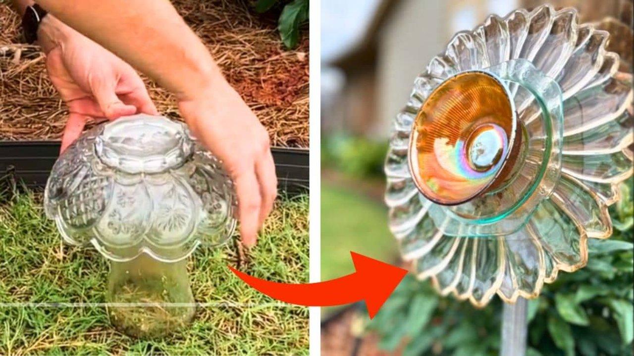 DIY Glass Garden Flowers and Mushrooms