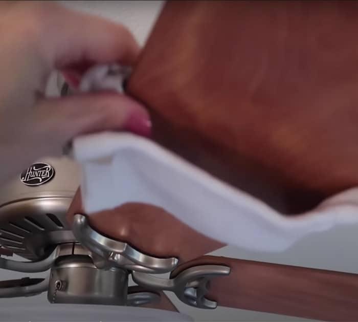 life hack to clean fan with socks