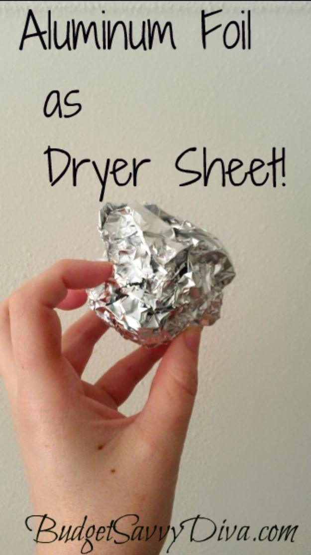 Aluminum Foil as Dryer Sheet, a simple laundry hack that saves real time and a clever shortcut for laundry day