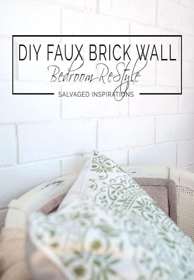 DIY Faux Finishes for Walls - DIY Faux Brick Wall Bedroom Restyle - Step by Step Tutorials for Do It Yourself Faux Finish Wall Textures - Rustic, Colour, Tuscan Style, Simple Metal