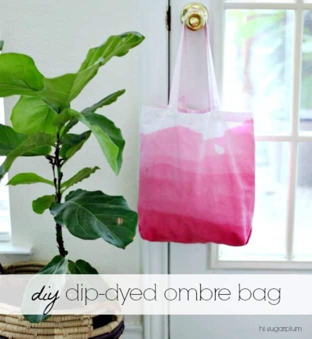 DIY Dip Dyed Ombre Bag, one worth bookmarking from this list and one of the more popular picks from this roundup