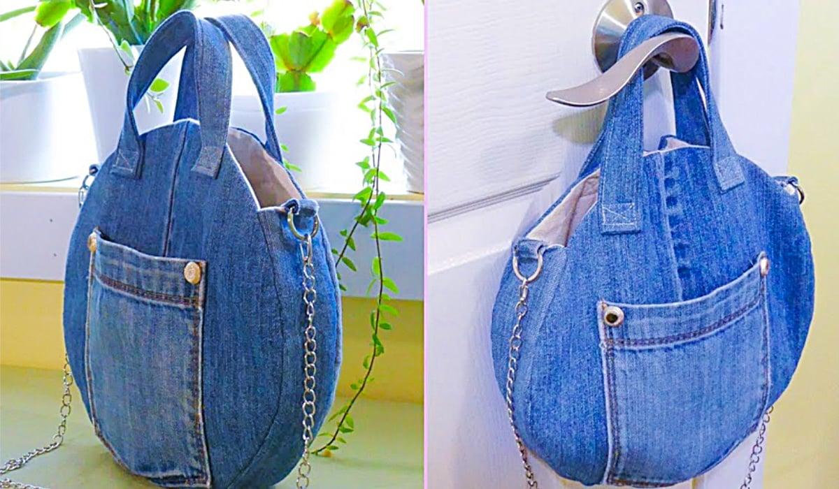 How To Make A Round Recycled Denim Bag