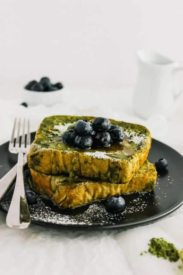French Toast Recipes - Matcha French Toast - Best Brunch Bites and Breakfast Ideas for French Toast - Stuffed, Baked and Creme Brulee Toasts With Fruit - Healthy Sugar Free, Gluten