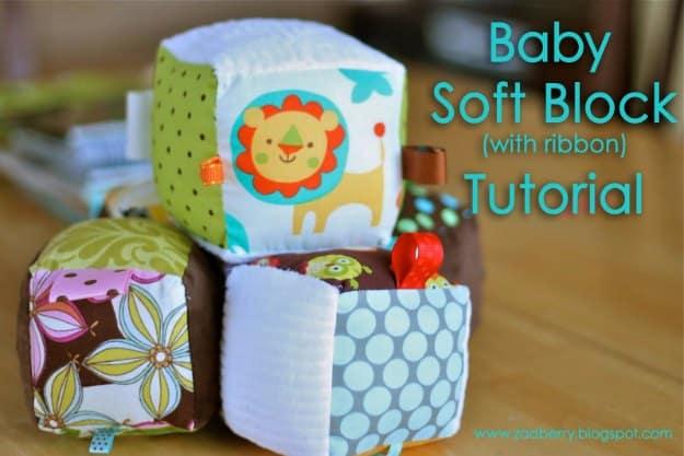 Baby Soft Block with Ribbon Tutorial, an easy way to make a gift feel more personal and worth a second look