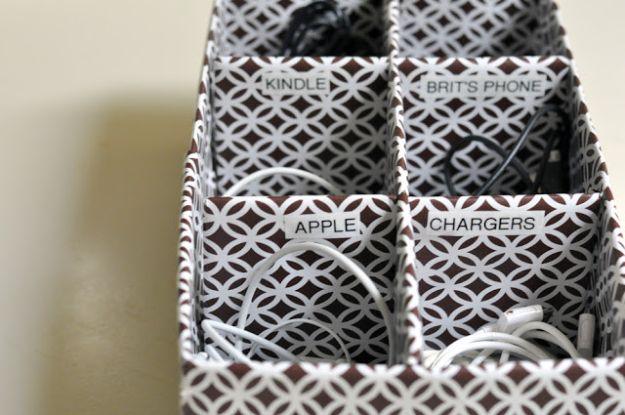 Organizing Ideas for Your Life - Cords and Cables Organizer - Easy Crafts and Cool Ideas for Getting Organized - Best Ways to Get Organized - Things to Make for Being More Efficien
