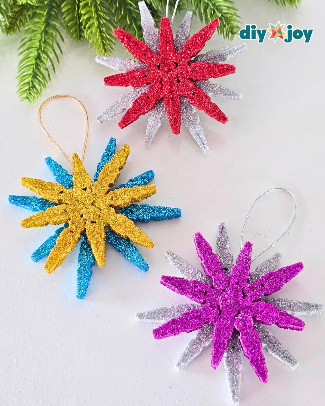 Easy Christmas Ornaments Clothespin Snowflake