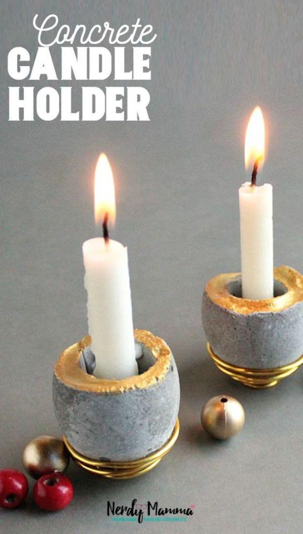 DIY Concrete Candle Holders, a present the whole family can help make and quick enough to finish in an afternoon
