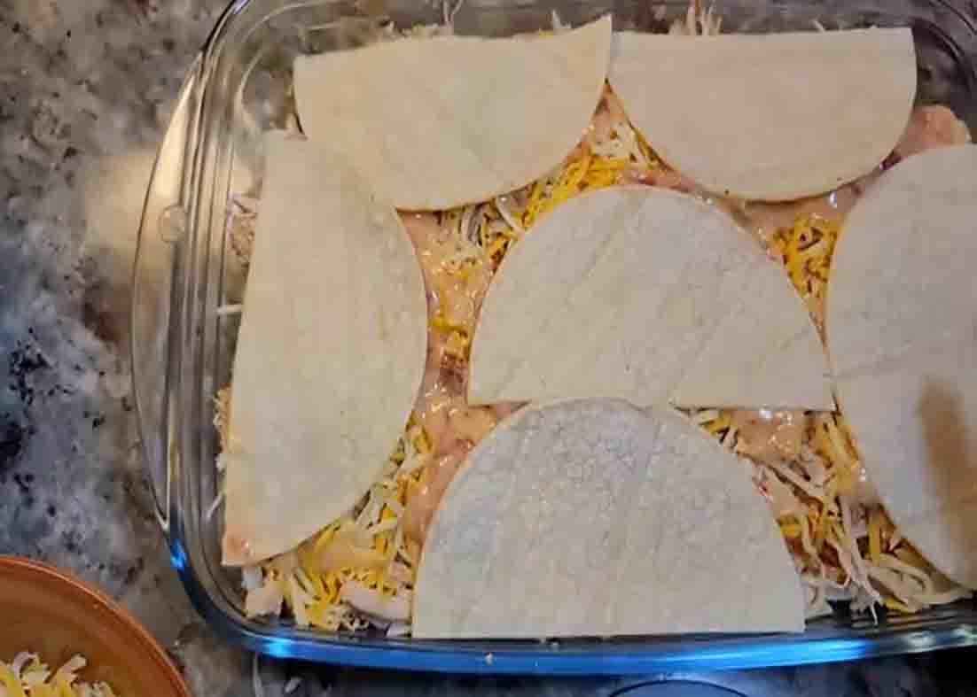Assembling the king ranch casserole