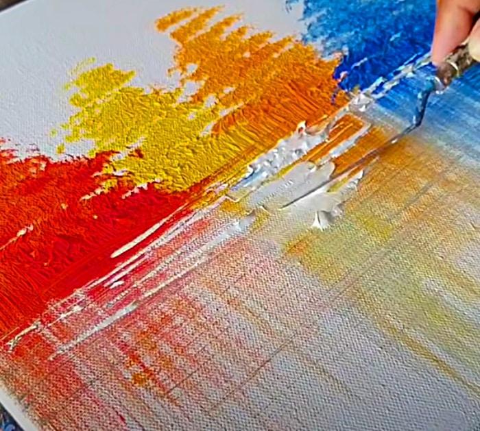 Abstract landscape painting technique tutorial