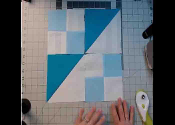 Laying out the sickle quilt block
