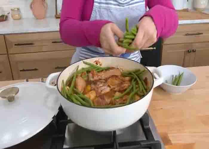 Cooking the Italian chicken and potatoes in one pan