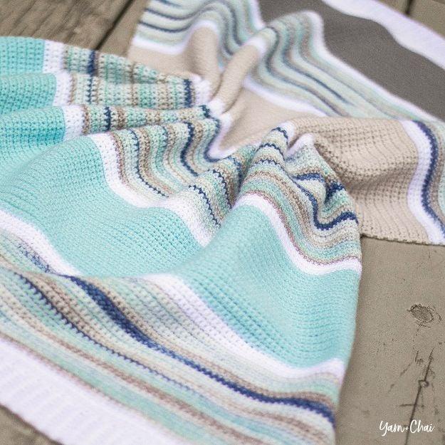 Summer Boardwalk Baby Blanket, easy enough to hand off to a total beginner and a detail company always compliments