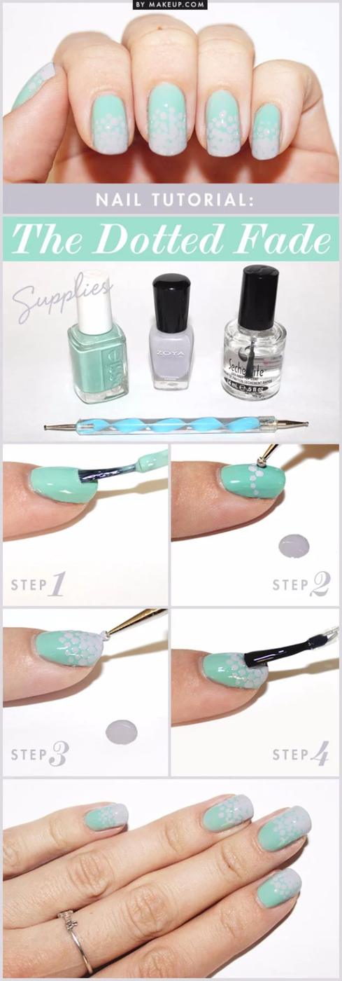 Dotted Fade Manicure, a creative nail design anyone can copy and a simple trick for a salon quality manicure