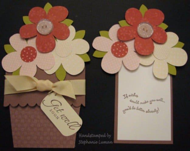 DIY Mothers Day Cards - Flower Pot Pocket Card - Creative and Thoughtful Homemade Card Ideas for Mom - Step by Step Tutorials, Best Quotes, Handmade Projects
