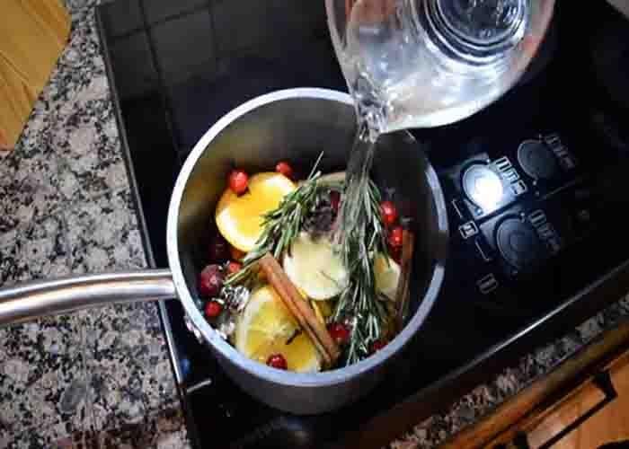 Adding water to the Christmas potpourri