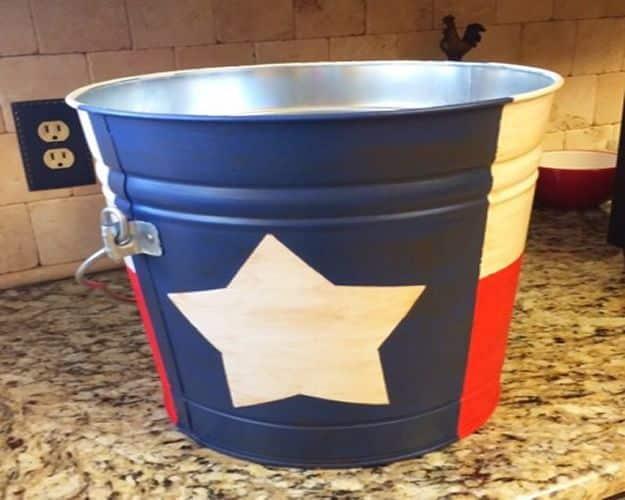 Hand Painted Texas Flag Bucket, gentle on the wallet even making a matching pair and a statement worth the extra effort