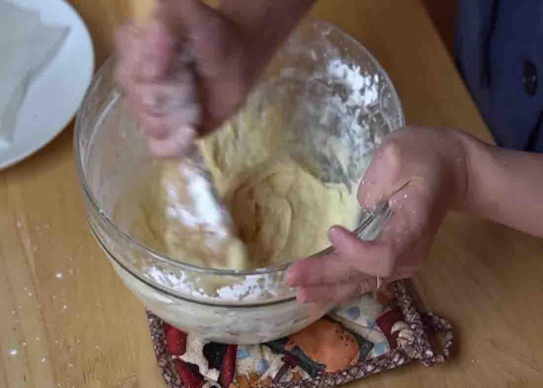 Combining all the ingredients for the magic meltaway cookies