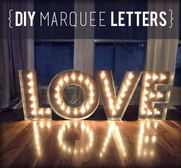 DIY Marquee Letters, a dollar tree wedding idea, great for matching decor exactly to a wedding color scheme
