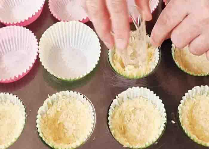 Making the tart shell for the coconut tartlets