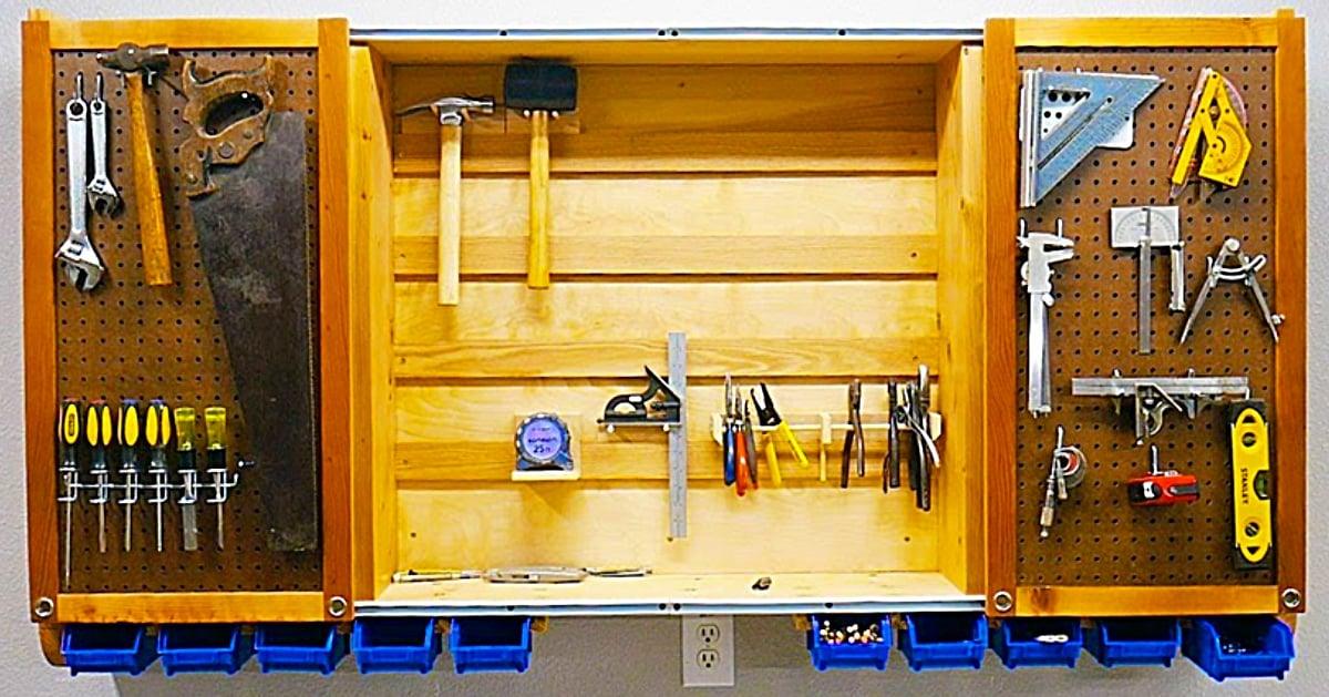 DIY Sliding Door Tool Cabinet