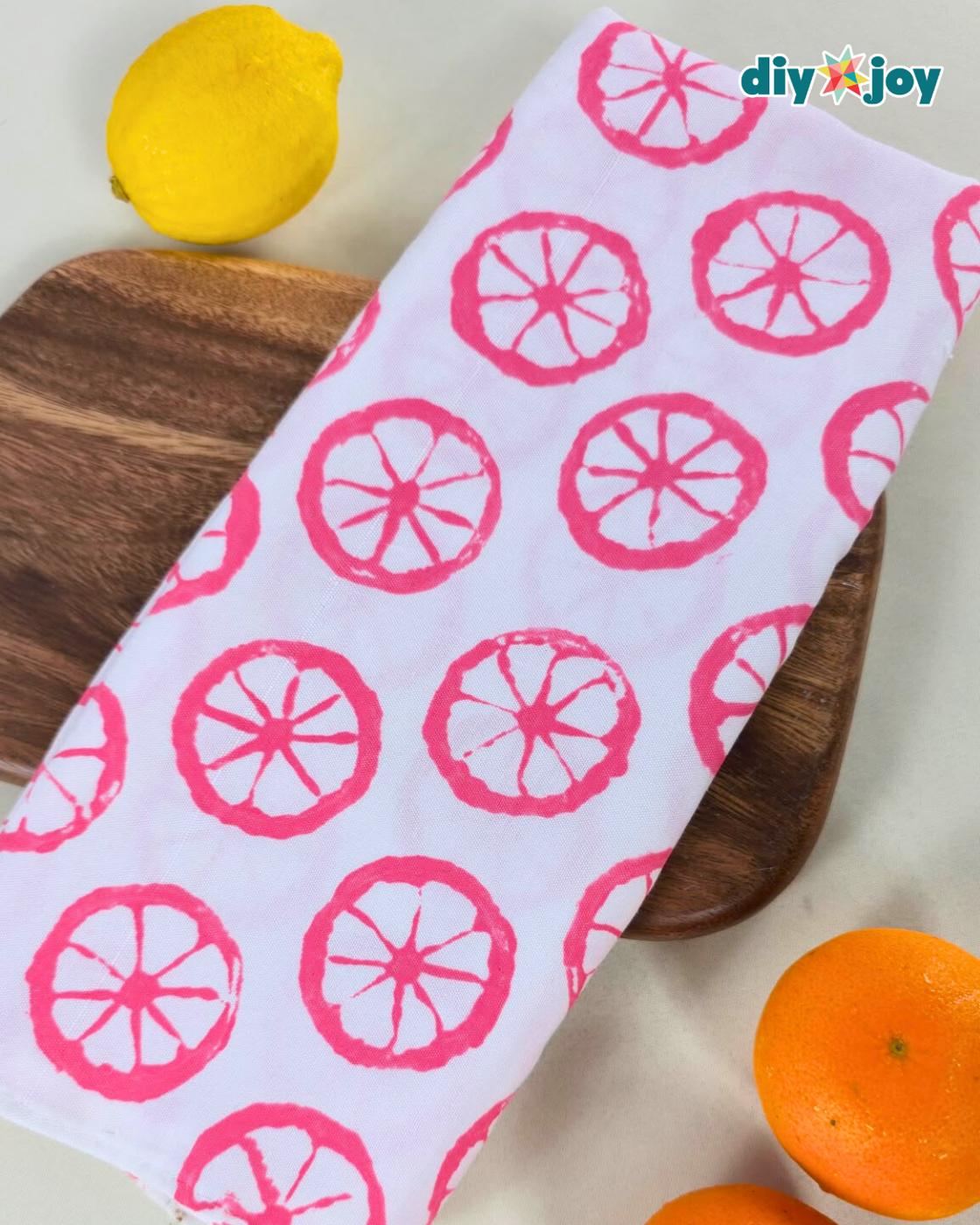 Easy Citrus Print Tea Towels — citrus print tea towel for beginners