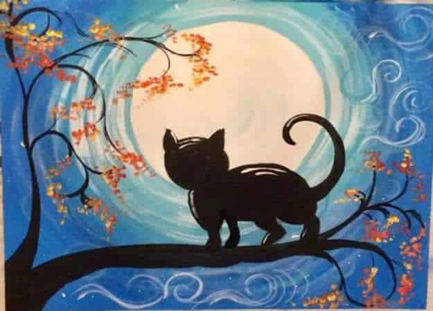 Acrylic Painting Tutorials and Techniques - How To Paint A Cat And Moon - DIY Acrylic Painting Ideas on Canvas - Make Flowers, Ocean, Sky, Abstract People, Landscapes, Buildings, A