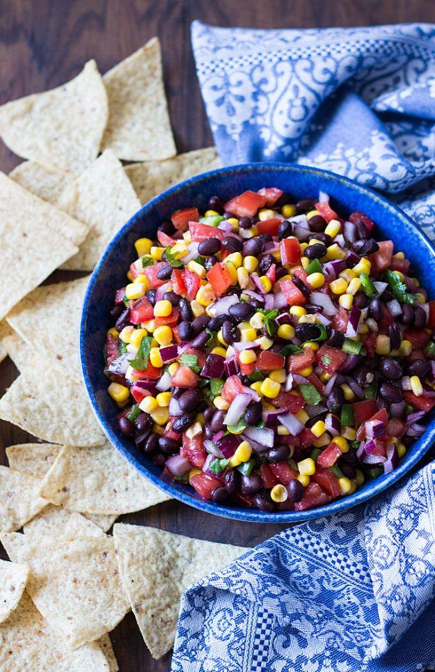 Best Mexican Food Recipes - Black Bean Salsa - Authentic Mexican Foods and Recipe Ideas for Casseroles, Quesadillas, Tacos, Appetizers, Tamales, Enchiladas, Crockpot, Chicken, Beef