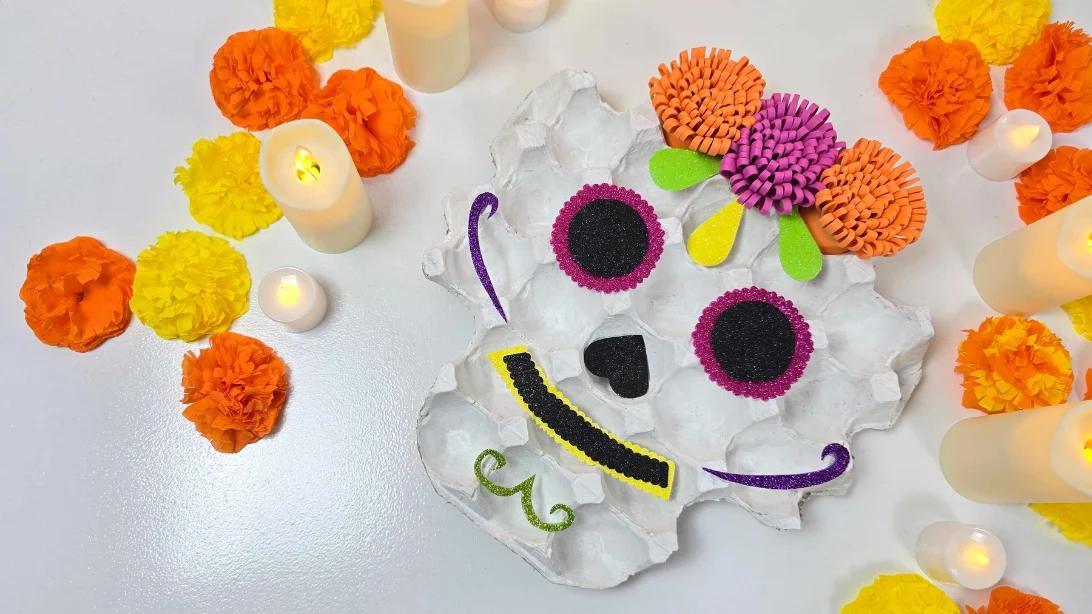 Sugar Skull Wall Art, cheap to pull off with dollar store finds and proof a small change makes a real difference