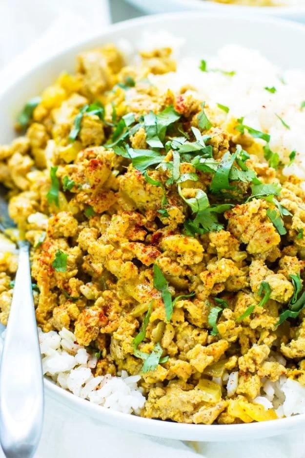 Ground Turkey Recipes - Easy Ground Turkey Curry - Healthy and Easy Turkey Recipe Ideas for Dinner, Lunch, Snack - Quick Crockpot and Instant Pot, Casserole, Meatballs, Pasta and B