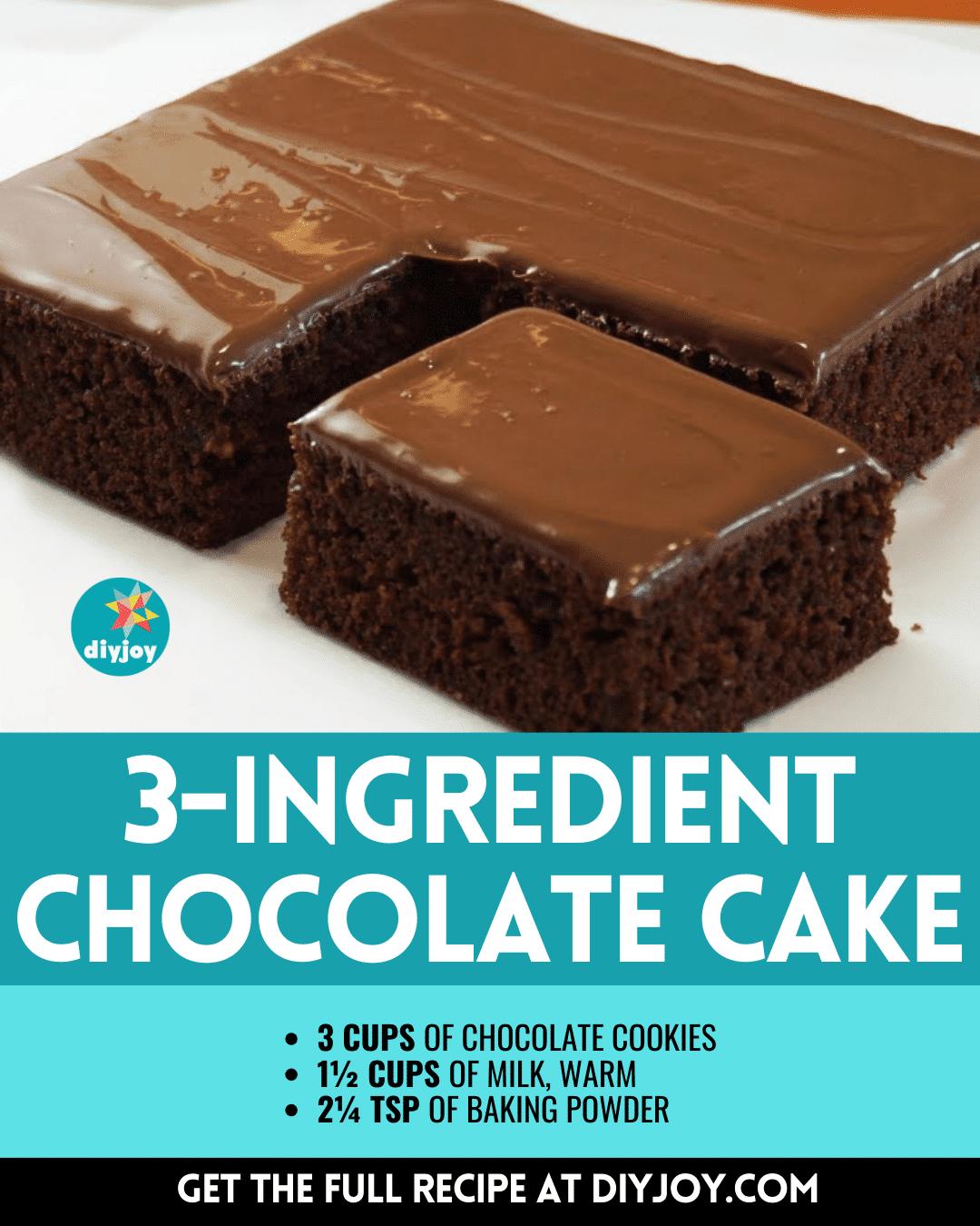 Easy 3-Ingredient Chocolate Cake Recipe